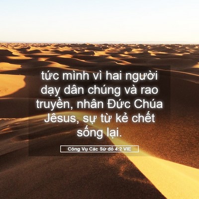 Picture 05 - Công Vụ Các Sứ đồ 4:2 VIE - tức mình vì hai người dạy dân chúng - Bible Verse Picture