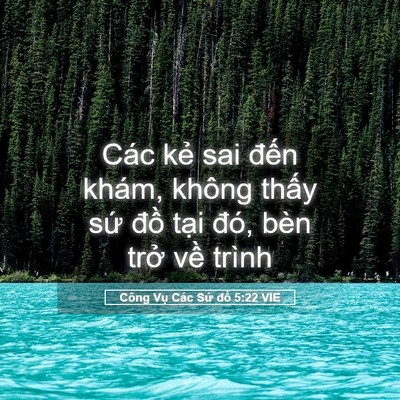 Picture 05 - Công Vụ Các Sứ đồ 5:22 VIE - Các kẻ sai đến khám, không thấy sứ - Bible Verse Picture