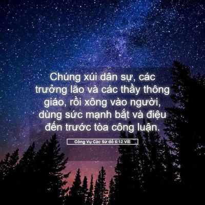 Picture 05 - Công Vụ Các Sứ đồ 6:12 VIE - Chúng xúi dân sự, các trưởng lão và - Bible Verse Picture