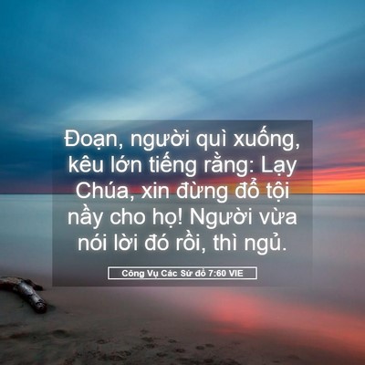 Picture 05 - Công Vụ Các Sứ đồ 7:60 VIE - Đoạn, người quì xuống, kêu lớn - Bible Verse Picture