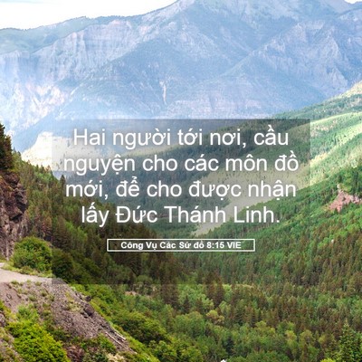 Picture 05 - Công Vụ Các Sứ đồ 8:15 VIE - Hai người tới nơi, cầu nguyện cho các - Bible Verse Picture
