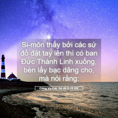Picture 05 - Công Vụ Các Sứ đồ 8:18 VIE - Si-môn thấy bởi các sứ đồ đặt tay - Bible Verse Picture