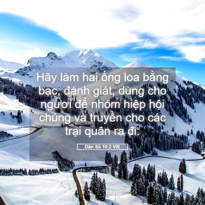 Picture 05 - Dân Số 10:2 VIE - Hãy làm hai ống loa bằng bạc, đánh - Bible Verse Picture