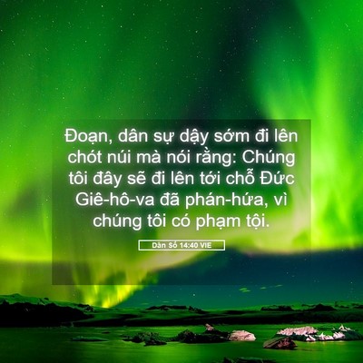 Picture 05 - Dân Số 14:40 VIE - Đoạn, dân sự dậy sớm đi lên chót - Bible Verse Picture
