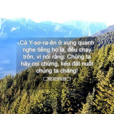 Picture 05 - Dân Số 16:34 VIE - Cả Y-sơ-ra-ên ở xung quanh nghe tiếng - Bible Verse Picture