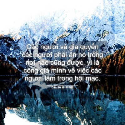 Picture 05 - Dân Số 18:31 VIE - Các ngươi và gia quyến các ngươi phải - Bible Verse Picture