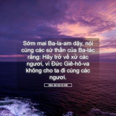 Picture 05 - Dân Số 22:13 VIE - Sớm mai Ba-la-am dậy, nói cùng các sứ - Bible Verse Picture