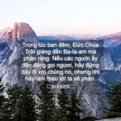 Picture 05 - Dân Số 22:20 VIE - Trong lúc ban đêm, Đức Chúa Trời giáng - Bible Verse Picture