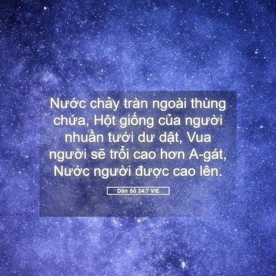Picture 05 - Dân Số 24:7 VIE - Nước chảy tràn ngoài thùng chứa, Hột - Bible Verse Picture