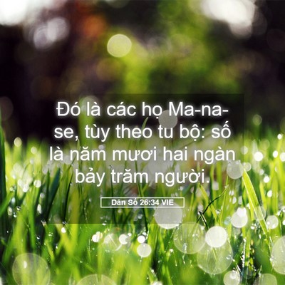 Picture 05 - Dân Số 26:34 VIE - Đó là các họ Ma-na-se, tùy theo tu bộ: - Bible Verse Picture
