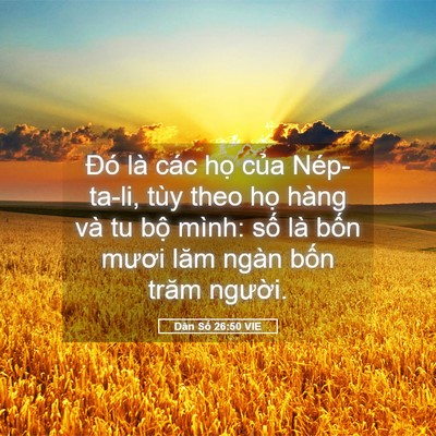 Picture 05 - Dân Số 26:50 VIE - Đó là các họ của Nép-ta-li, tùy theo - Bible Verse Picture