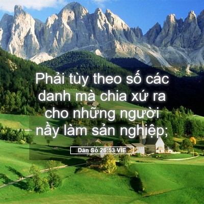 Picture 05 - Dân Số 26:53 VIE - Phải tùy theo số các danh mà chia xứ ra - Bible Verse Picture