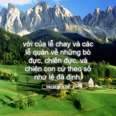Picture 05 - Dân Số 29:18 VIE - với của lễ chay và các lễ quán về - Bible Verse Picture