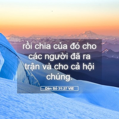 Picture 05 - Dân Số 31:27 VIE - rồi chia của đó cho các người đã ra - Bible Verse Picture