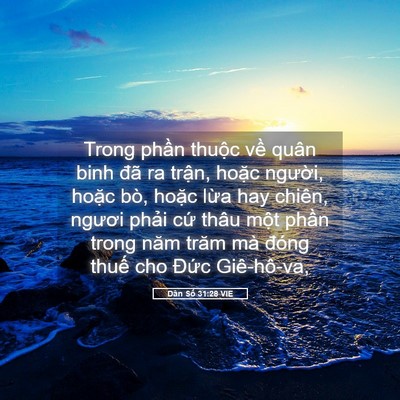 Picture 05 - Dân Số 31:28 VIE - Trong phần thuộc về quân binh đã ra - Bible Verse Picture