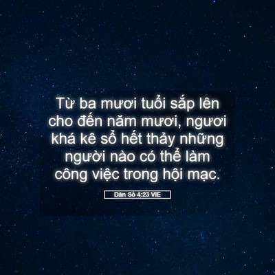 Picture 05 - Dân Số 4:23 VIE - Từ ba mươi tuổi sắp lên cho đến năm - Bible Verse Picture