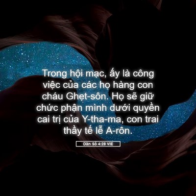 Picture 05 - Dân Số 4:28 VIE - Trong hội mạc, ấy là công việc của - Bible Verse Picture