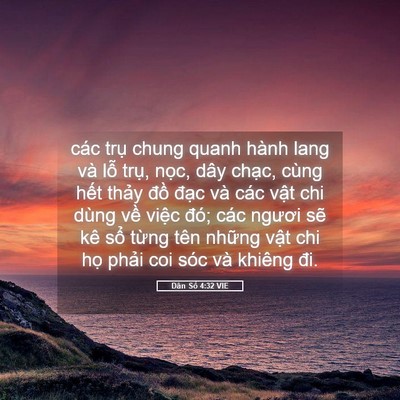Picture 05 - Dân Số 4:32 VIE - các trụ chung quanh hành lang và lỗ trụ, - Bible Verse Picture