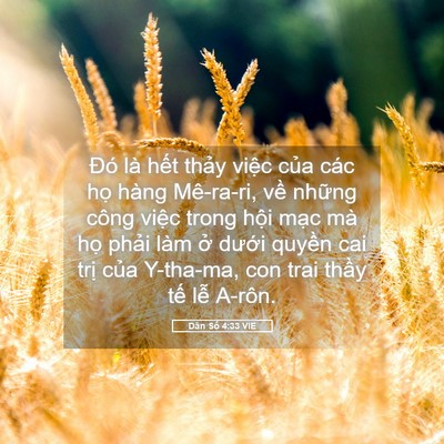 Picture 05 - Dân Số 4:33 VIE - Đó là hết thảy việc của các họ - Bible Verse Picture