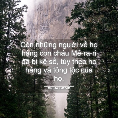 Picture 05 - Dân Số 4:42 VIE - Còn những người về họ hàng con cháu - Bible Verse Picture