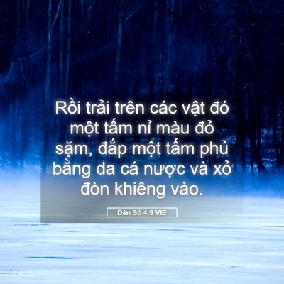 Picture 05 - Dân Số 4:8 VIE - Rồi trải trên các vật đó một tấm - Bible Verse Picture