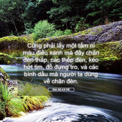 Picture 05 - Dân Số 4:9 VIE - Cũng phải lấy một tấm nỉ màu điều - Bible Verse Picture