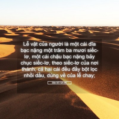 Picture 05 - Dân Số 7:25 VIE - Lễ vật của người là một cái dĩa - Bible Verse Picture