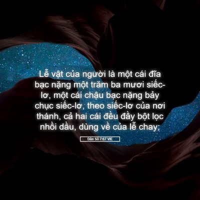 Picture 05 - Dân Số 7:67 VIE - Lễ vật của người là một cái đĩa - Bible Verse Picture