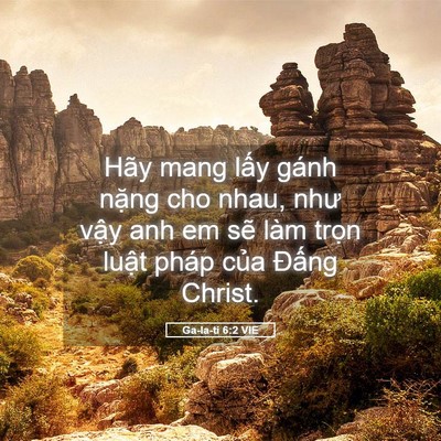 Picture 05 - Ga-la-ti 6:2 VIE - Hãy mang lấy gánh nặng cho nhau, như vậy - Bible Verse Picture