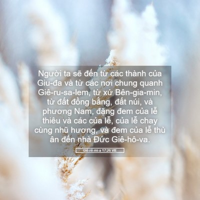 Picture 05 - Giê-rê-mi-a 17:26 VIE - Người ta sẽ đến từ các thành của - Bible Verse Picture