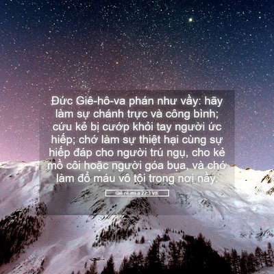 Picture 05 - Giê-rê-mi-a 22:3 VIE - Đức Giê-hô-va phán như vầy: hãy làm - Bible Verse Picture