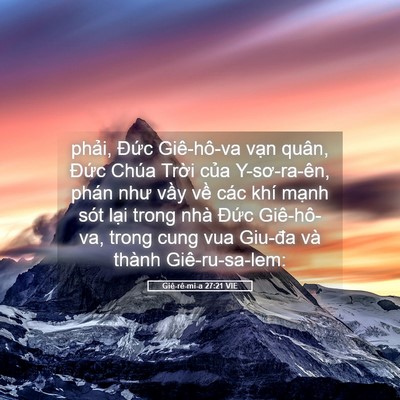 Picture 05 - Giê-rê-mi-a 27:21 VIE - phải, Đức Giê-hô-va vạn quân, Đức - Bible Verse Picture