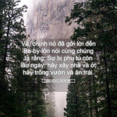 Picture 05 - Giê-rê-mi-a 29:28 VIE - Vả, chính nó đã gởi lời đến - Bible Verse Picture