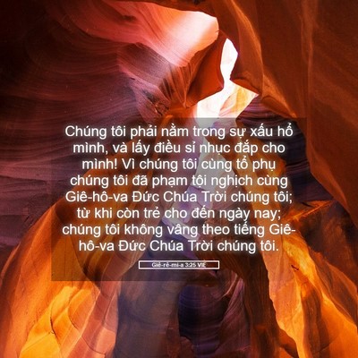 Picture 05 - Giê-rê-mi-a 3:25 VIE - Chúng tôi phải nằm trong sự xấu hổ - Bible Verse Picture