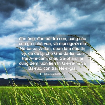 Picture 05 - Giê-rê-mi-a 43:6 VIE - đàn ông, đàn bà, trẻ con, cùng các con - Bible Verse Picture