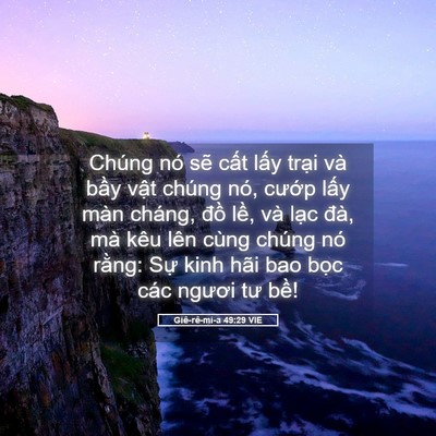 Picture 05 - Giê-rê-mi-a 49:29 VIE - Chúng nó sẽ cất lấy trại và bầy - Bible Verse Picture