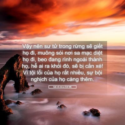 Picture 05 - Giê-rê-mi-a 5:6 VIE - Vậy nên sư tử trong rừng sẽ giết họ - Bible Verse Picture