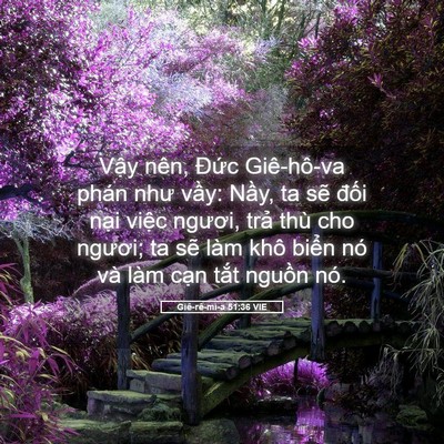 Picture 05 - Giê-rê-mi-a 51:36 VIE - Vậy nên, Đức Giê-hô-va phán như vầy: - Bible Verse Picture