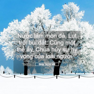 Picture 05 - Gióp 14:19 VIE - Nước làm mòn đá, Lụt trôi bụi đất: - Bible Verse Picture