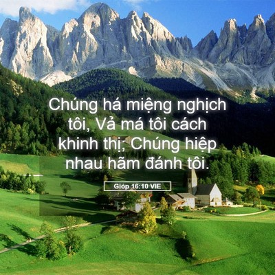 Picture 05 - Gióp 16:10 VIE - Chúng há miệng nghịch tôi, Vả má tôi - Bible Verse Picture