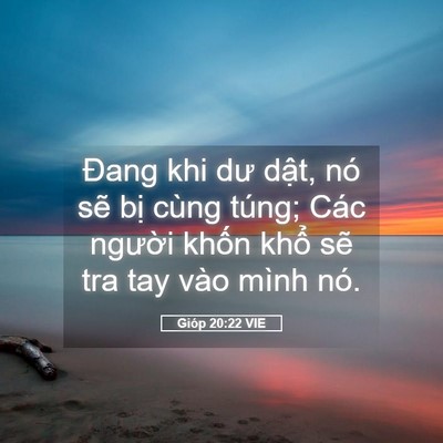 Picture 05 - Gióp 20:22 VIE - Đang khi dư dật, nó sẽ bị cùng túng; - Bible Verse Picture