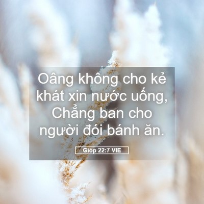 Picture 05 - Gióp 22:7 VIE - Oâng không cho kẻ khát xin nước uống, - Bible Verse Picture