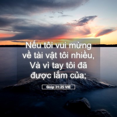 Picture 05 - Gióp 31:25 VIE - Nếu tôi vui mừng về tài vật tôi - Bible Verse Picture