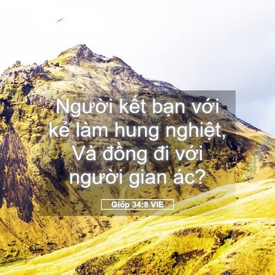 Picture 05 - Gióp 34:8 VIE - Người kết bạn với kẻ làm hung - Bible Verse Picture