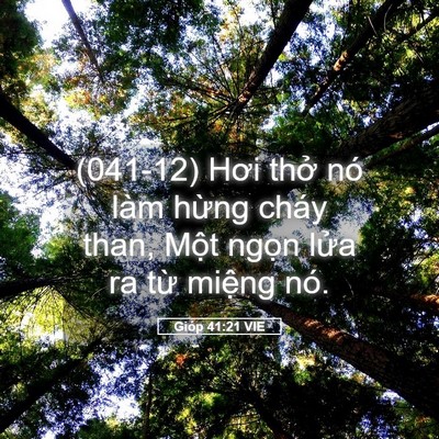 Picture 05 - Gióp 41:21 VIE - (041-12) Hơi thở nó làm hừng cháy than, - Bible Verse Picture