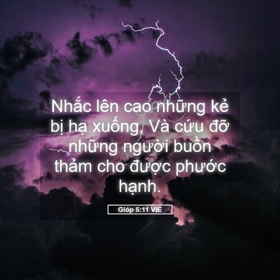 Picture 05 - Gióp 5:11 VIE - Nhắc lên cao những kẻ bị hạ xuống, - Bible Verse Picture