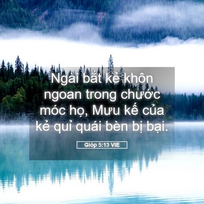 Picture 05 - Gióp 5:13 VIE - Ngài bắt kẻ khôn ngoan trong chước móc - Bible Verse Picture