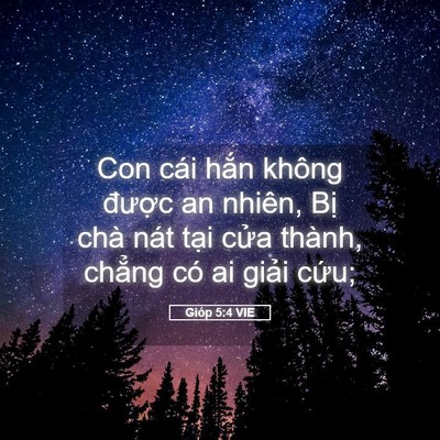 Picture 05 - Gióp 5:4 VIE - Con cái hắn không được an nhiên, Bị - Bible Verse Picture