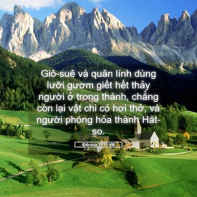 Picture 05 - Giô-sua 11:11 VIE - Giô-suê và quân lính dùng lưỡi gươm - Bible Verse Picture