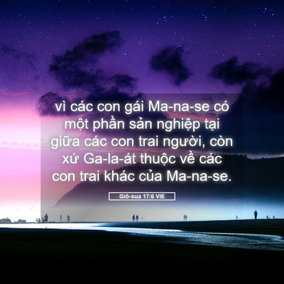 Picture 05 - Giô-sua 17:6 VIE - vì các con gái Ma-na-se có một phần sản - Bible Verse Picture